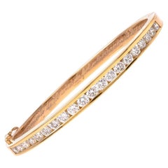 Vintage 3.75 Carat Diamond Yellow Gold Bangle Bracelet