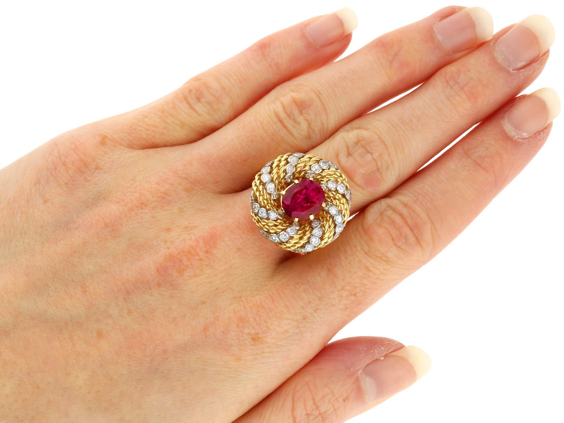 Gelbgold-Kleidring mit 3,75 Karat rosa Turmalin und 0,96 Karat Diamant im Angebot 2
