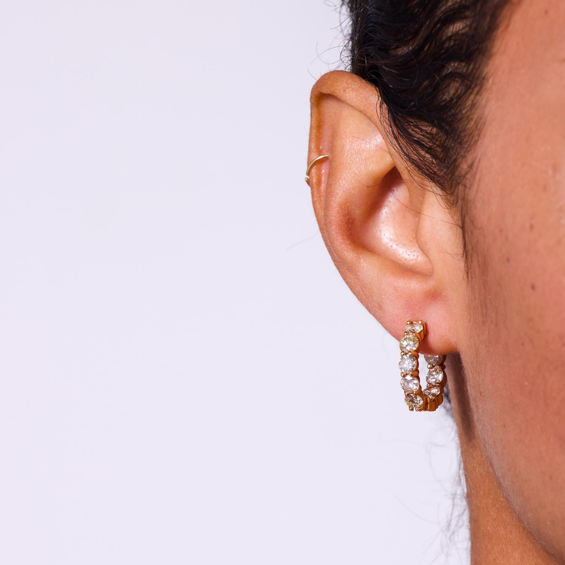 Vintage 3,75 Karat runde Diamanten mit Brillantschliff 14k Rose Gold Reif Ohrringe im Zustand „Gut“ im Angebot in Beverly Hills, CA