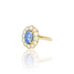 Anello vintage con zaffiro bleu da 3,75 carati e diamante da 1,20 carati