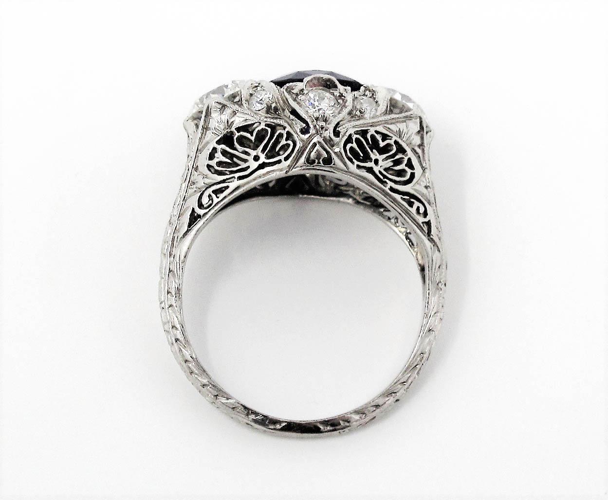 3.75CT Round White Diamond 3 Stone Edwardian Art Deco Ring 925 Sterling Silver 
