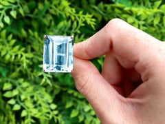 Vintage 37.60 Carat Aquamarine and 18k Yellow Gold Cocktail Ring Circa 1950