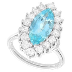 Vintage 3.77 Carat Aquamarine and 1.90 Carat Diamond and Platinum Dress Ring