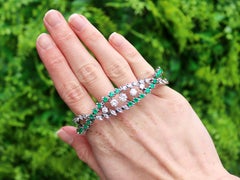 Weißgold-Armband mit 3,80 Karat Smaragd und 3,92 Karat Diamant