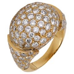 Anello vintage in oro giallo 18k con pavé di diamanti da 3,80 carati di peso totale