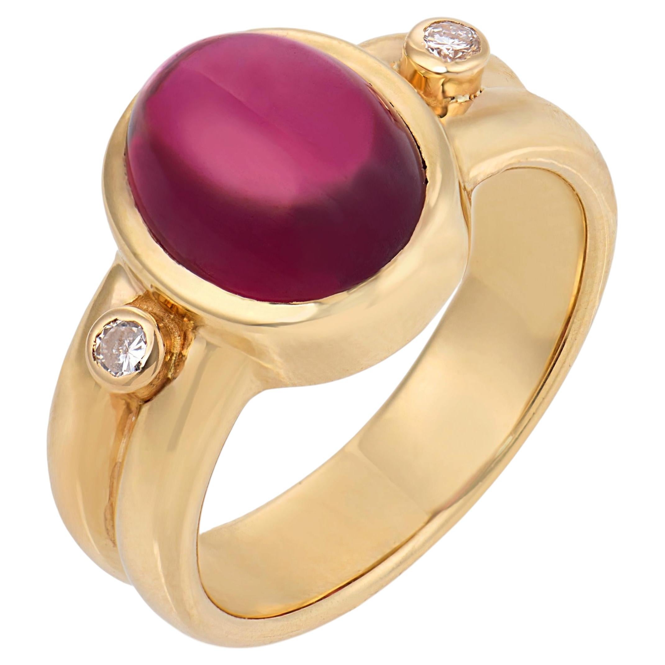 Vintage 3.80 carat tourmaline diamond 14k yellow gold ring