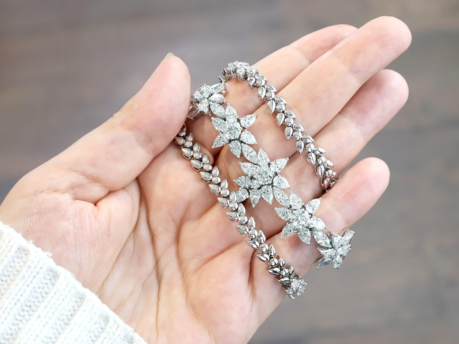 Vintage 38.35 Carat Diamond and 18k White Gold Necklace Circa 1980 Excellent état - En vente à Jesmond, Newcastle Upon Tyne