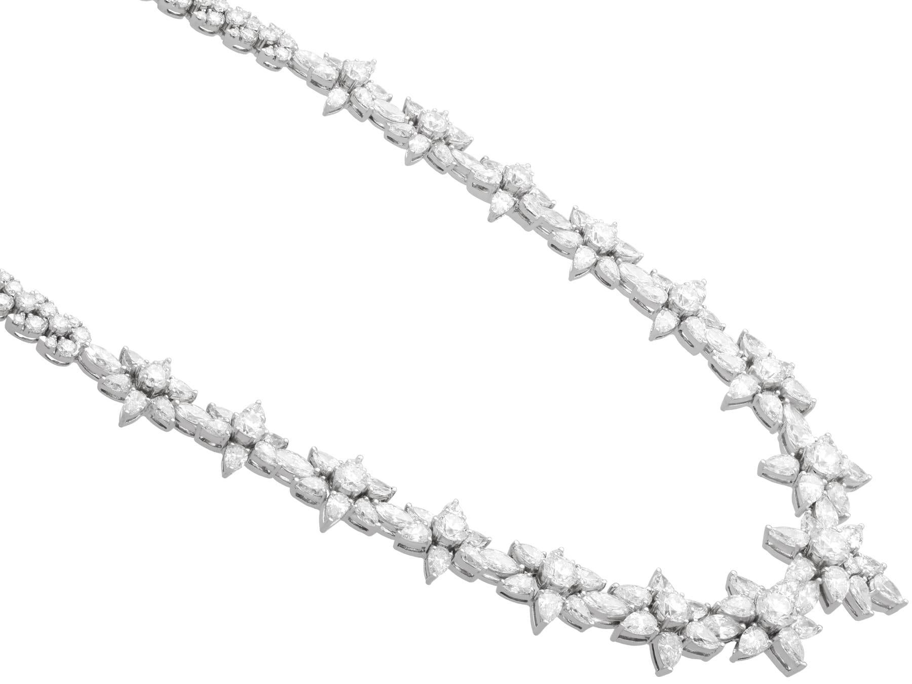 Vintage 38.35 Carat Diamond and 18k White Gold Necklace Circa 1980 en vente 3