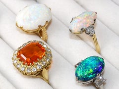 Anello di fidanzamento d'epoca in oro giallo con diamante opale da 3,88 carati, circa 1940