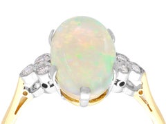 Vintage 3,88 Karat Opal Diamant Gelbgold Verlobungsring, um 1940