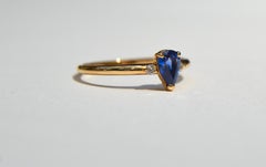 Vintage .39 Carat Pear Cut Sapphire Diamond 18 Karat Gold Engagement Ring