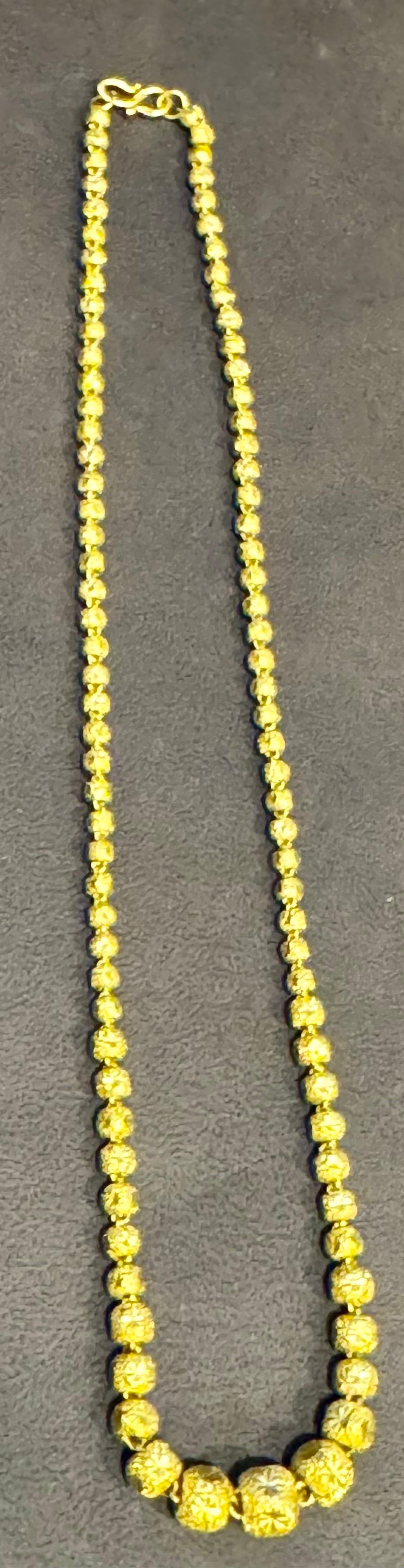 Vintage 39 Gm Pure 24 Karat Yellow Gold Handmade Graduated Bead Necklace 18
