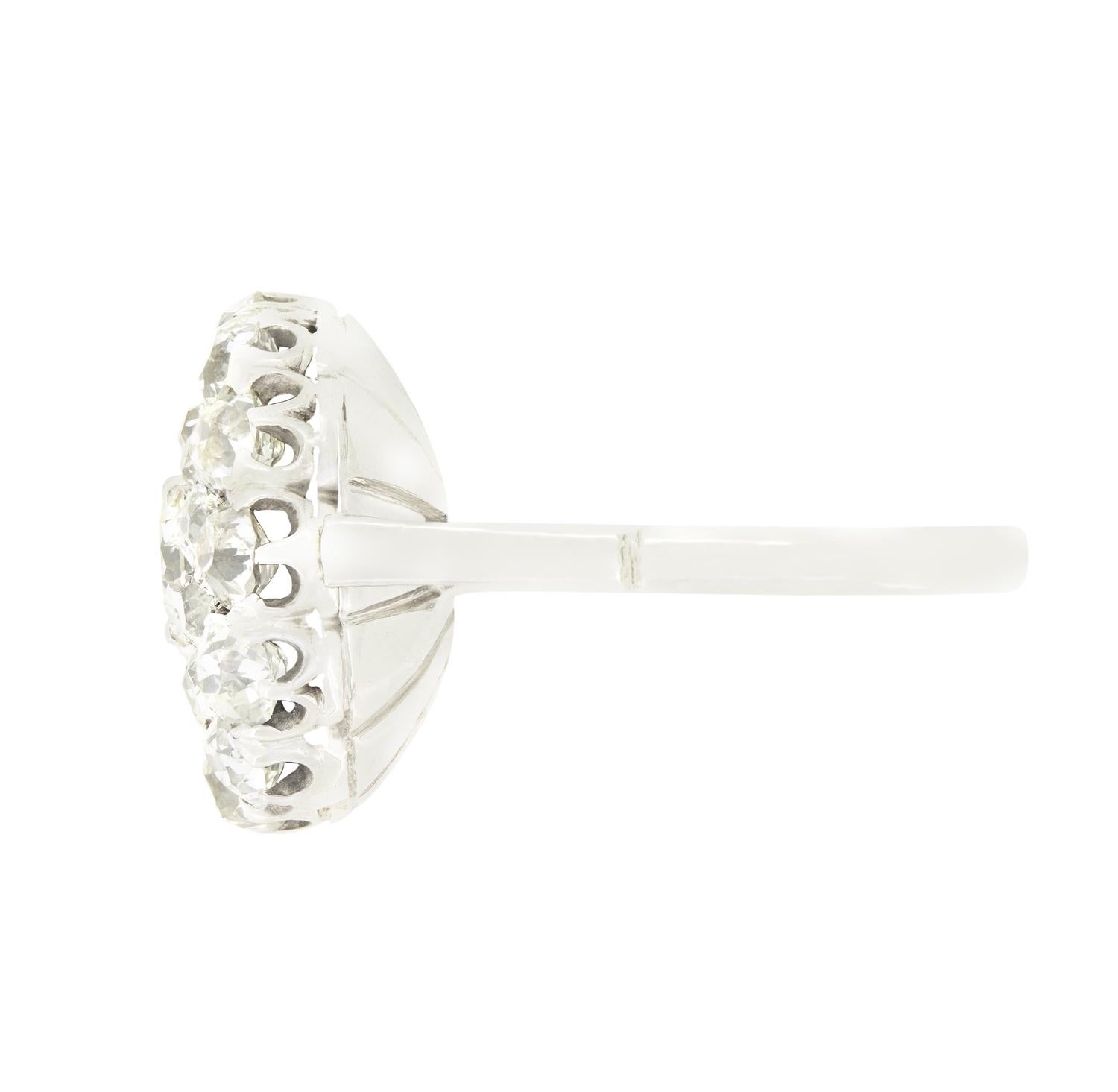 Taille vieille Europe Vintage 3.90ct Diamond Cluster Ring, c.1950s en vente