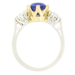 Vintage 3.90ct Sapphire and Diamond Trilogy Ring, c.1950s