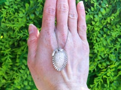 Vintage 3.92 Carat Diamond and 10k White Gold Organic Pendant Circa 1950