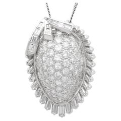 Vintage 3.92 Carat Diamond and 10k White Gold Organic Pendant Circa 1950