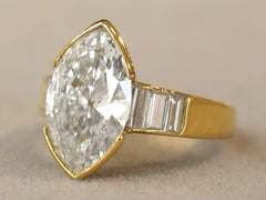 Vintage 3.93 Carat Diamond and Yellow Gold Solitaire Engagement Ring