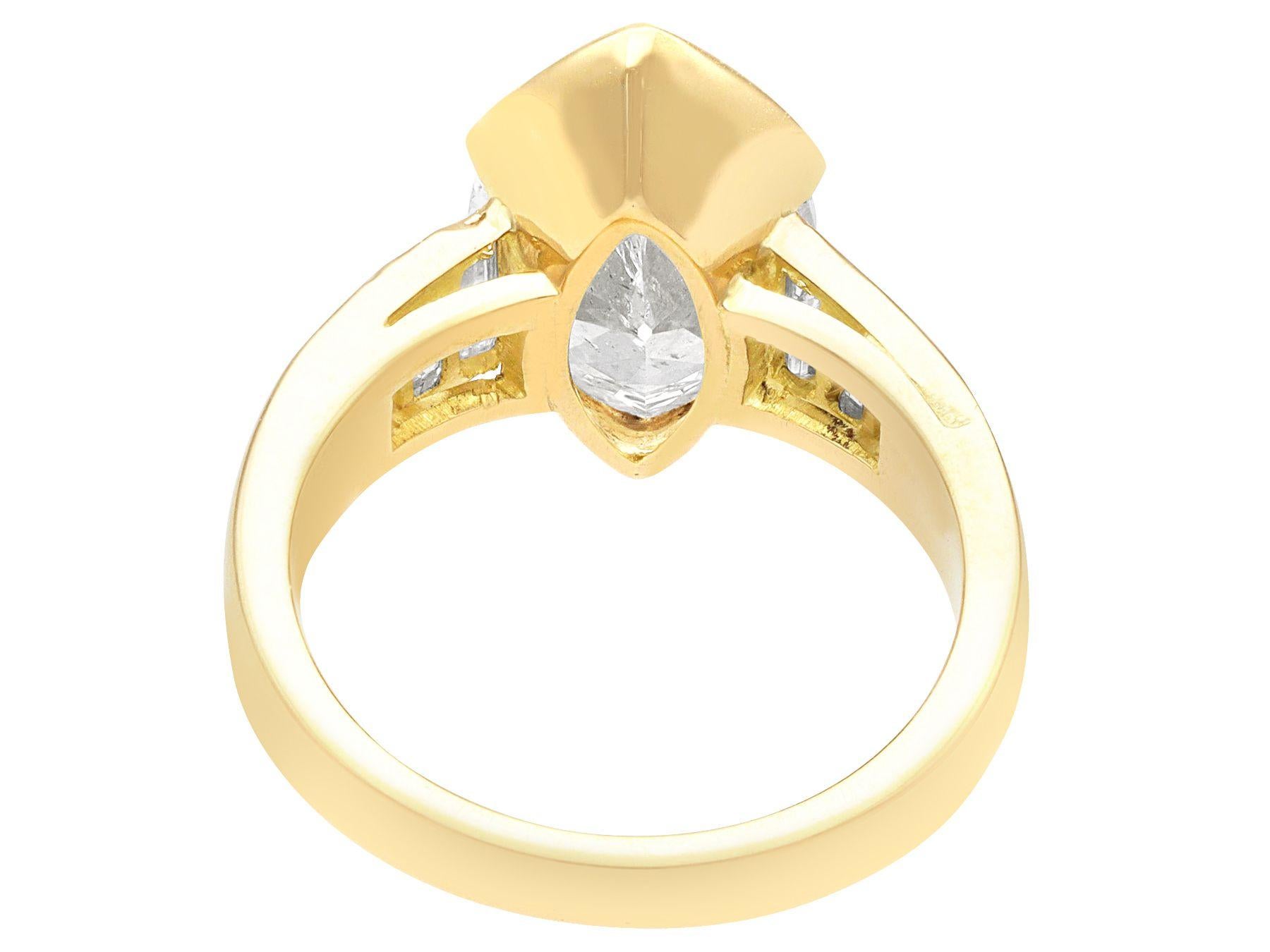 Vintage 3.93 Carat Diamond and Yellow Gold Solitaire Engagement Ring In Excellent Condition For Sale In Jesmond, Newcastle Upon Tyne