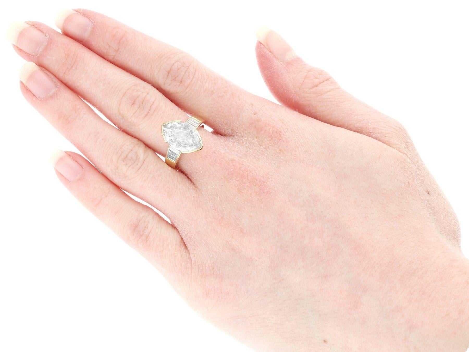 Vintage 3.93 Carat Diamond and Yellow Gold Solitaire Engagement Ring For Sale 7
