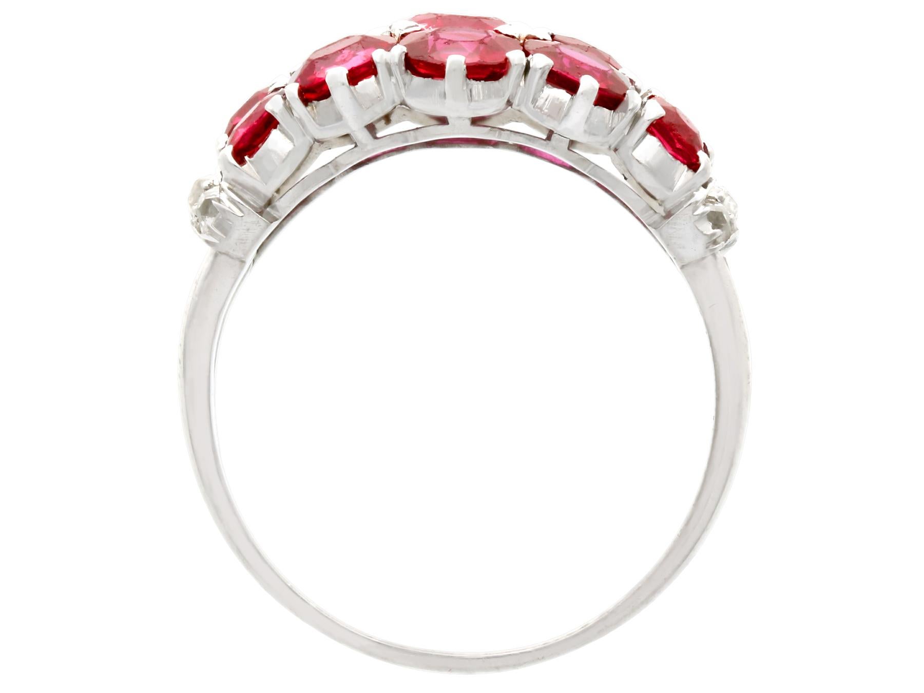 Vintage 3.95 Carat Ruby and Diamond Platinum Cocktail Ring In Excellent Condition In Jesmond, Newcastle Upon Tyne