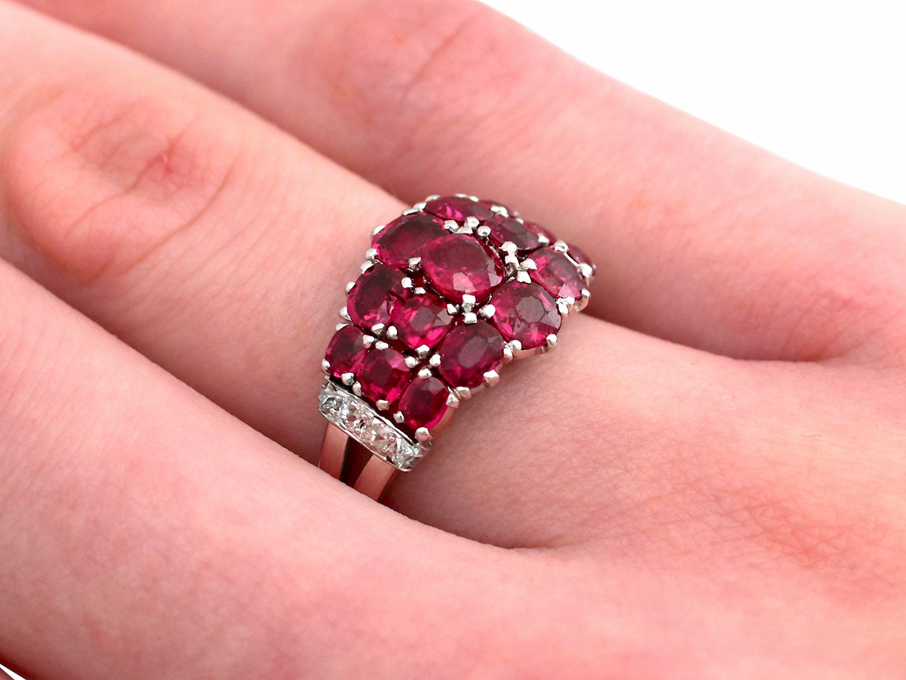 Vintage 3.95 Carat Ruby and Diamond Platinum Cocktail Ring 1