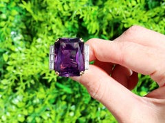 Vintage 39.50 Carat Amethyst and 1.32Carat Diamond Cocktail Ring