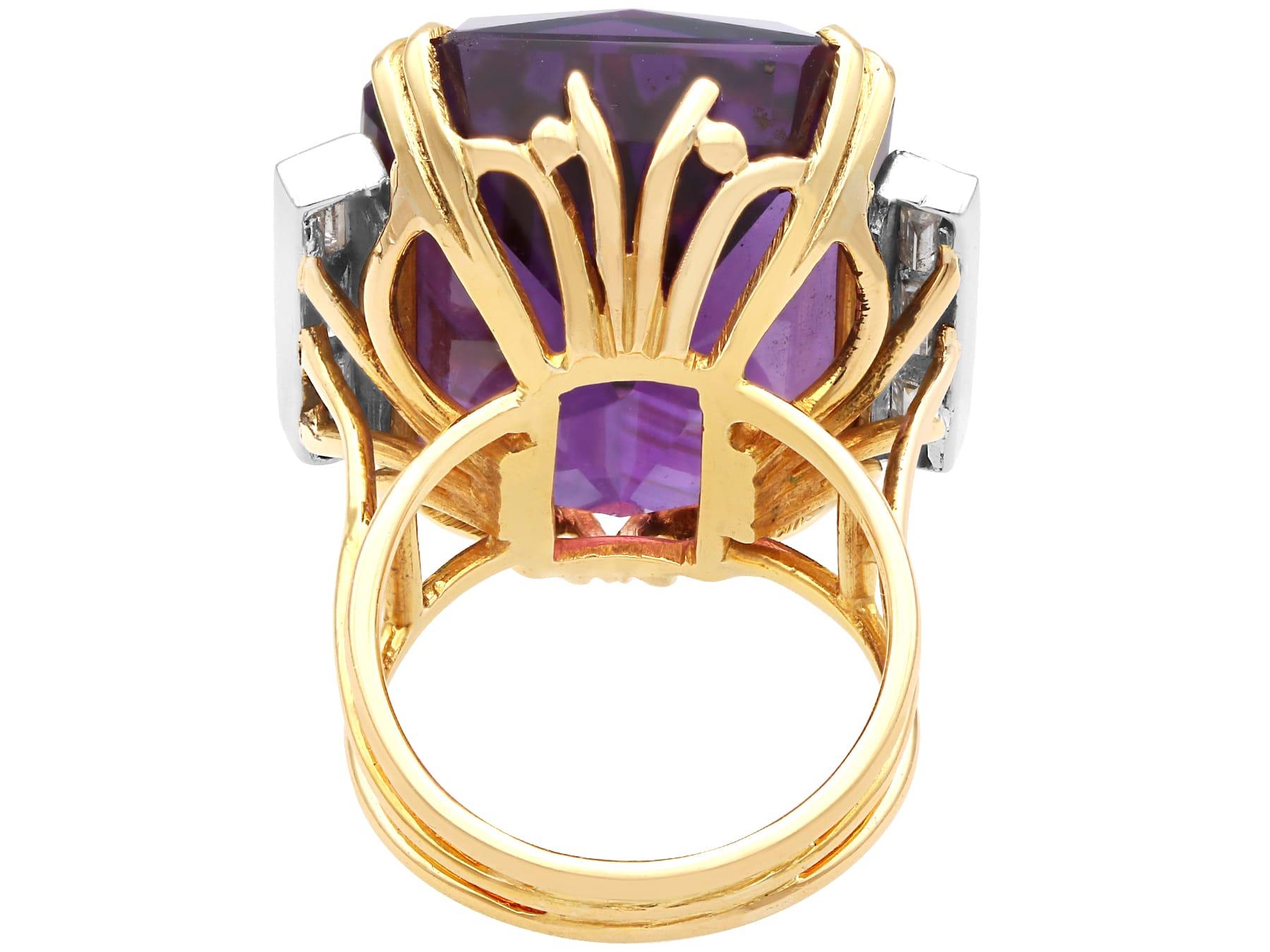 Vintage 39.50 Carat Amethyst and 1.32Carat Diamond Cocktail Ring For Sale 1