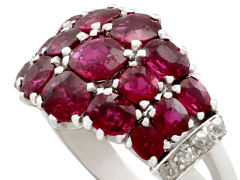 Vintage 3.95Ct Ruby and Diamond Platinum Cocktail Ring For Sale at 1stdibs