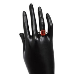 Vintage 3ct Rubellite Tourmaline & Diamond Ring, Emerald-Cut Red Gem 14k Gold