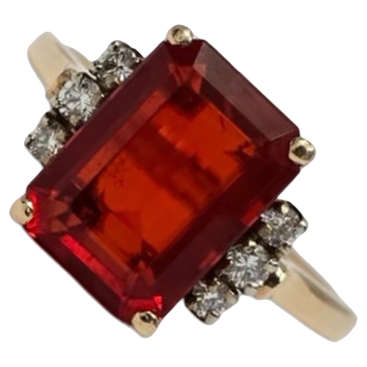 Vintage 3ct Rubellit Turmalin
Diamant Ring, Smaragd-Schliff roten Edelstein 14k Gold