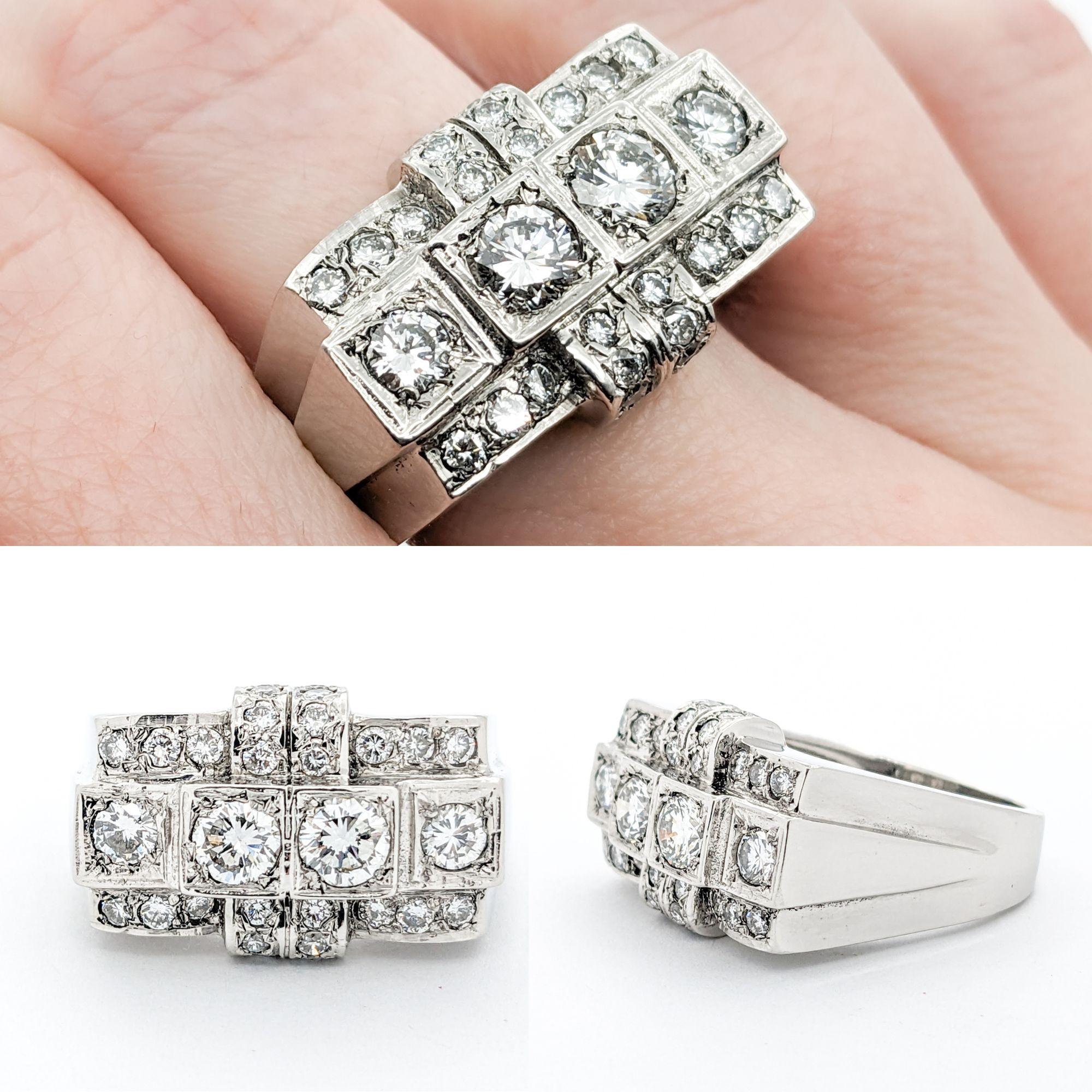 Vintage 3ctw Diamond Ring In Platinum

Introducing an elegant and timeless Vintage Ring, meticulously crafted in Platinum. This exceptional piece showcases a magnificent centerpiece featuring 3.00ctw of round diamonds. Each diamond has been