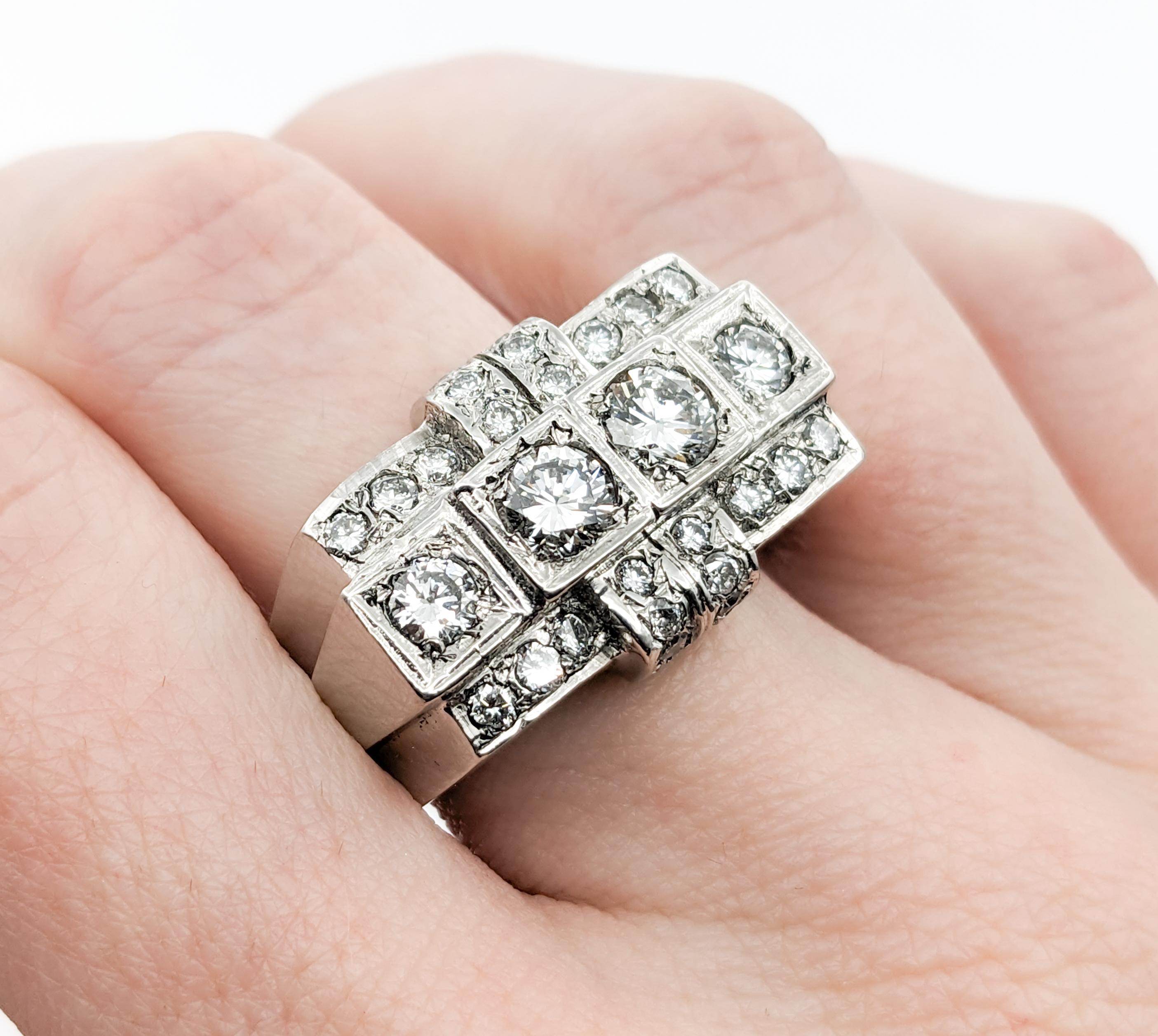 Modern Vintage 3ctw Diamond Ring In Platinum For Sale
