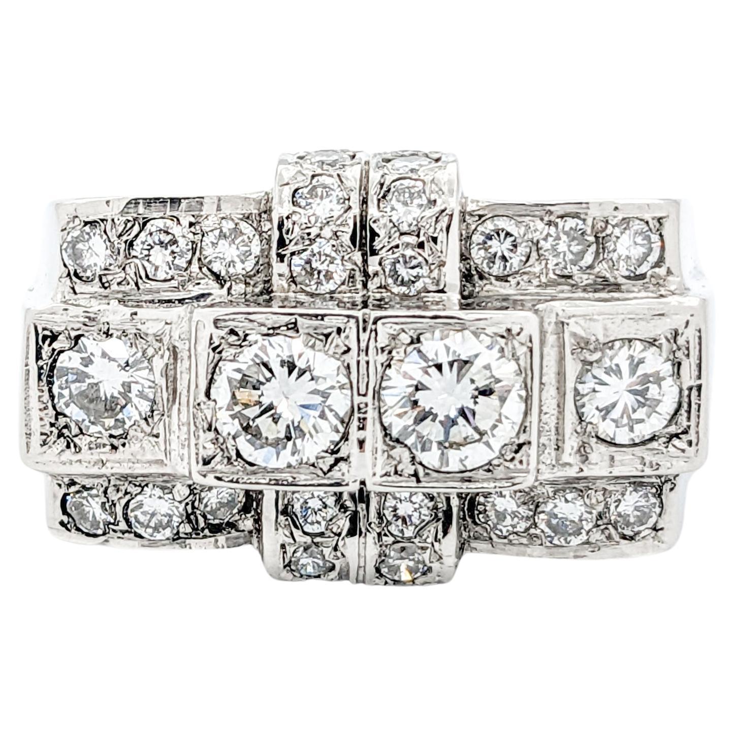 Vintage 3ctw Diamond Ring In Platinum For Sale