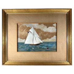 Vintage 3D Mixed-Media Maritime Ship Portrait Racing Yacht, Style of Th. Willis.