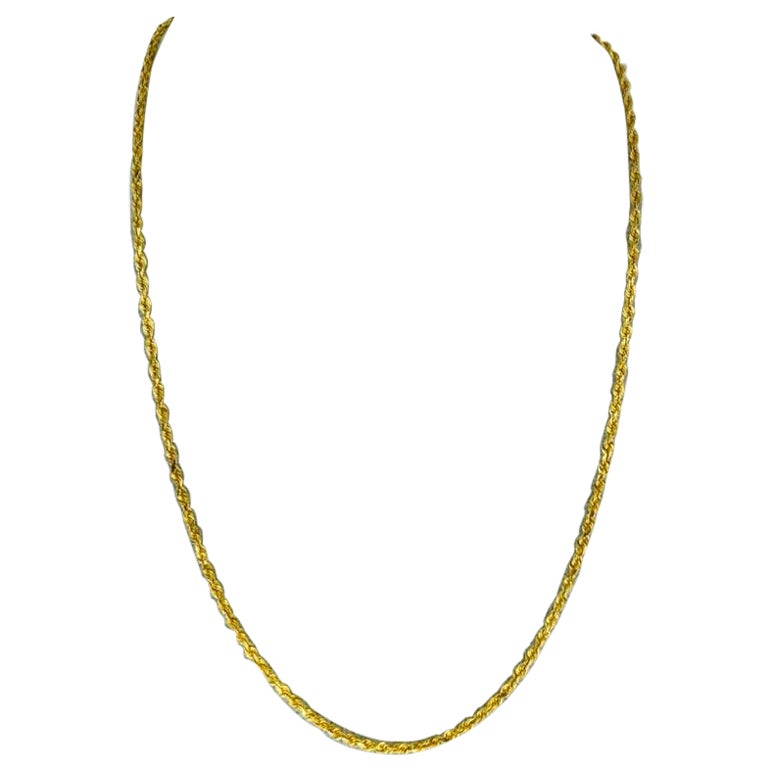 Cadena de cuerda vintage de 3 mm de oro de 22k en venta