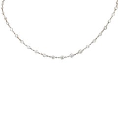 Vintage 4 Karat Diamanten 18k Weißgold "Diamanten durch den Yard" Choker Halskette