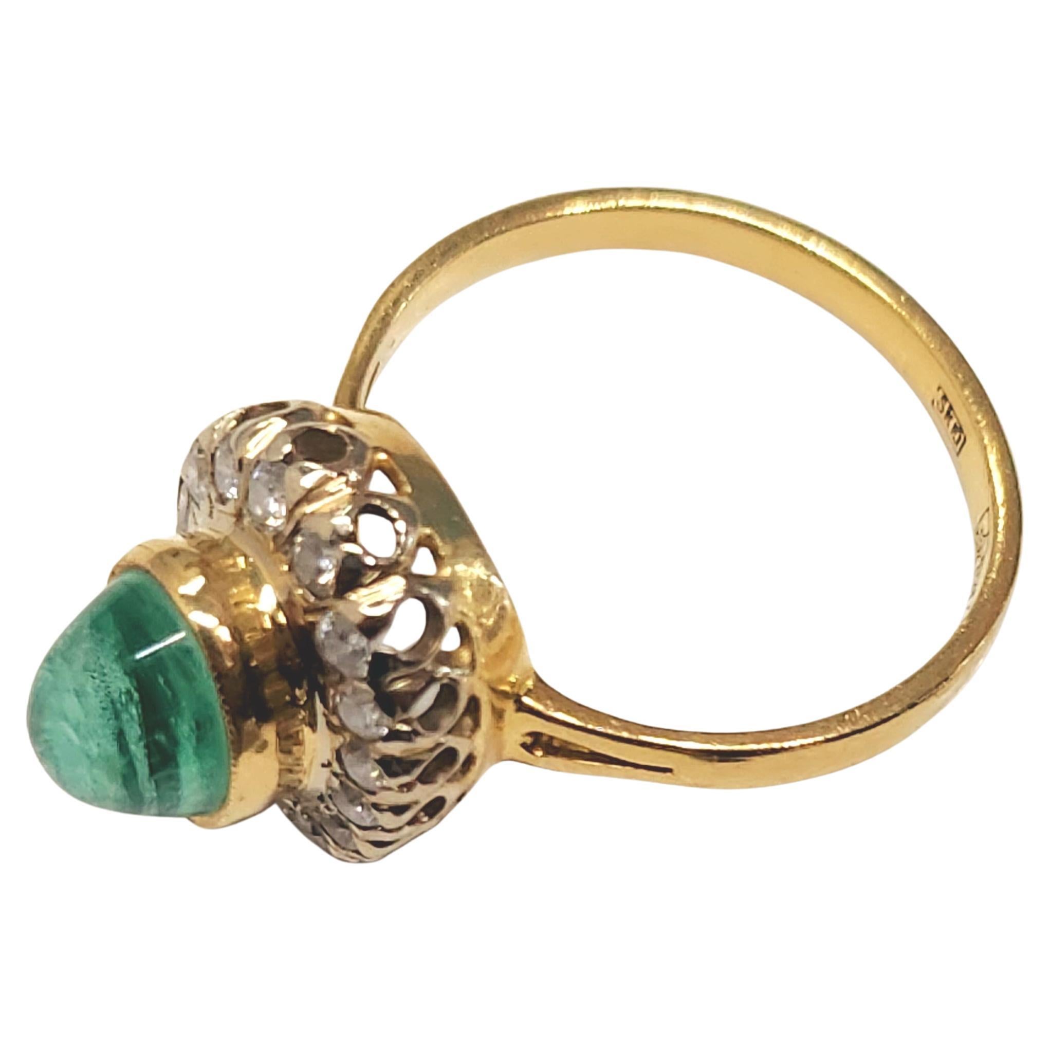 Goldring mit 4 Karat Smaragd und Diamant im Vintage-Stil 1