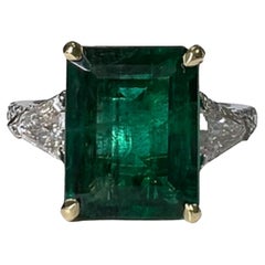 Vintage 4 Carat Natural Emerald Diamond White Gold Engagement Ring Wedding Ring