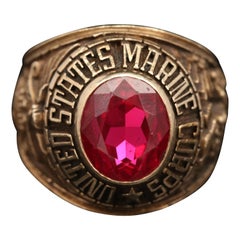 Vintage 4 Carat Natural Ruby Cocktail Ring in 18K Gold, Men's Gold Fashion Band
