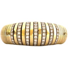 Vintage 4 Carat of Diamonds and Gold Accordion Style Flexible Bangle Bracelet
