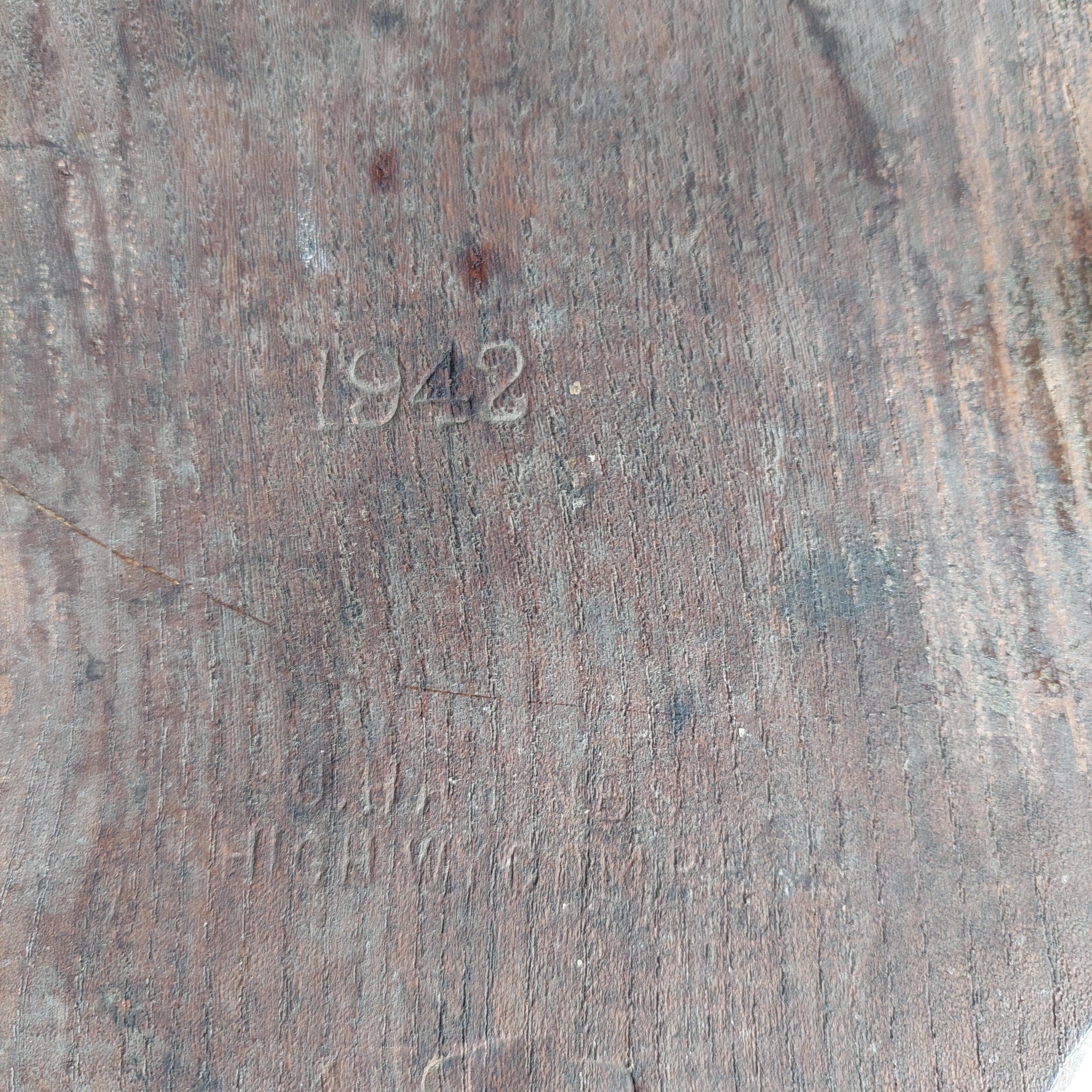 Vintage 4 High Wycombe Elm spindle hoop Back Windsor dining Chairs, 1942 12