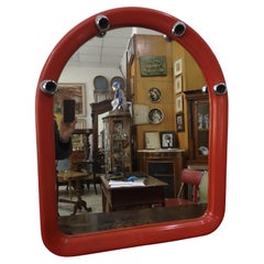 Vintage 4 light bathroom mirror in red plastic from the 70s