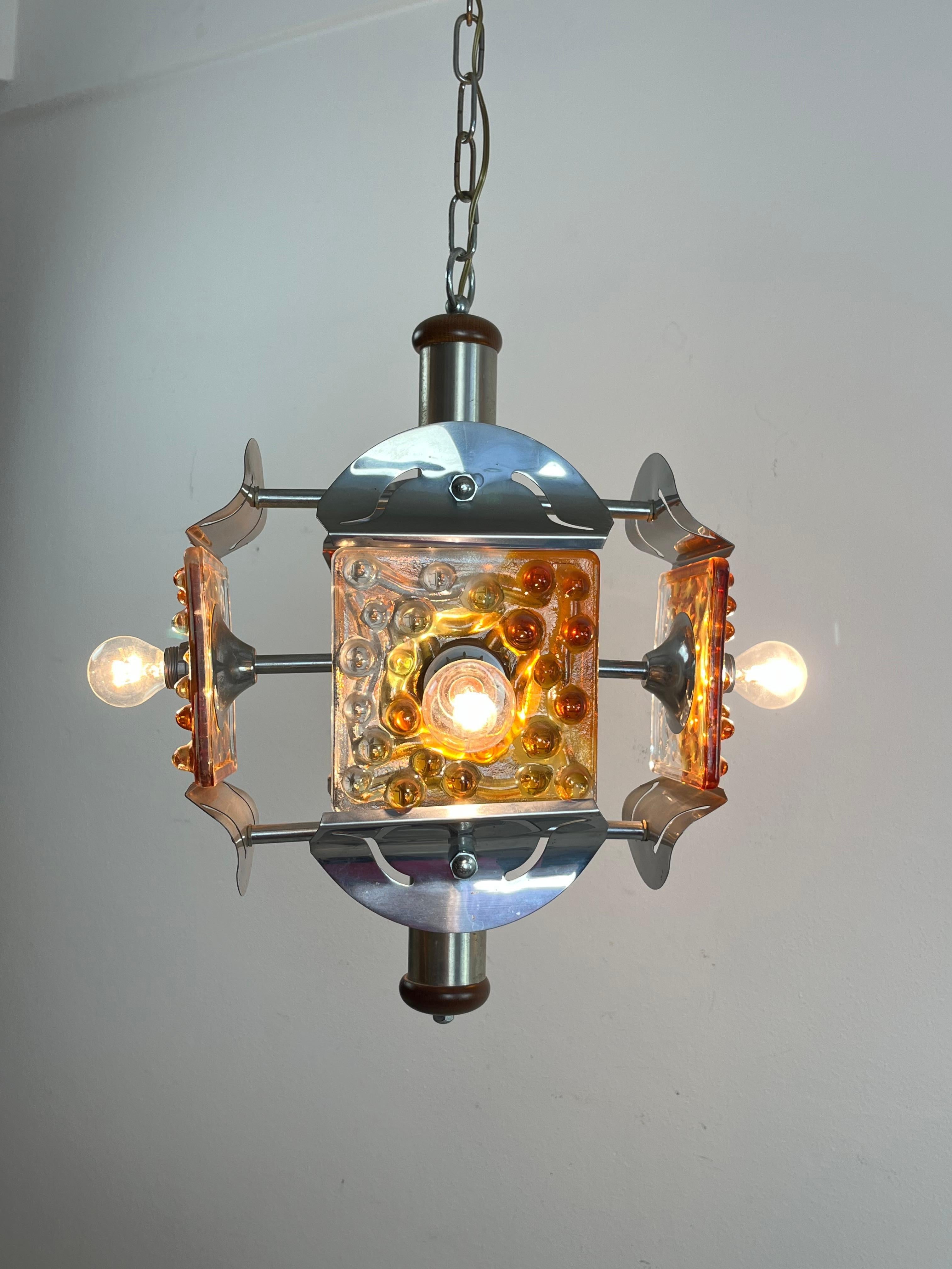 Vintage 4-Light Murano Glass Chandelier Attributed To Mazzega 1970s For Sale 2