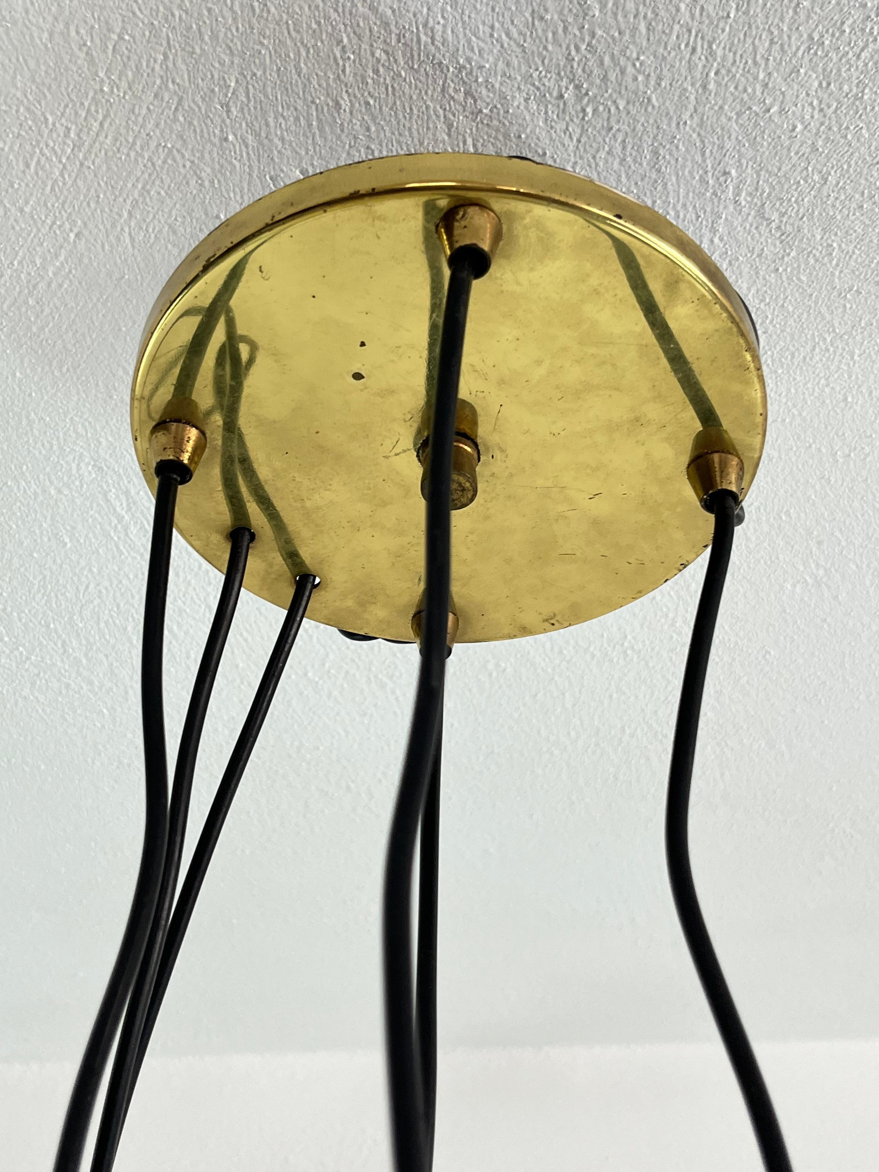 Vintage 4-light Suspension Lamp, Glass, Italy, 1970s For Sale 4