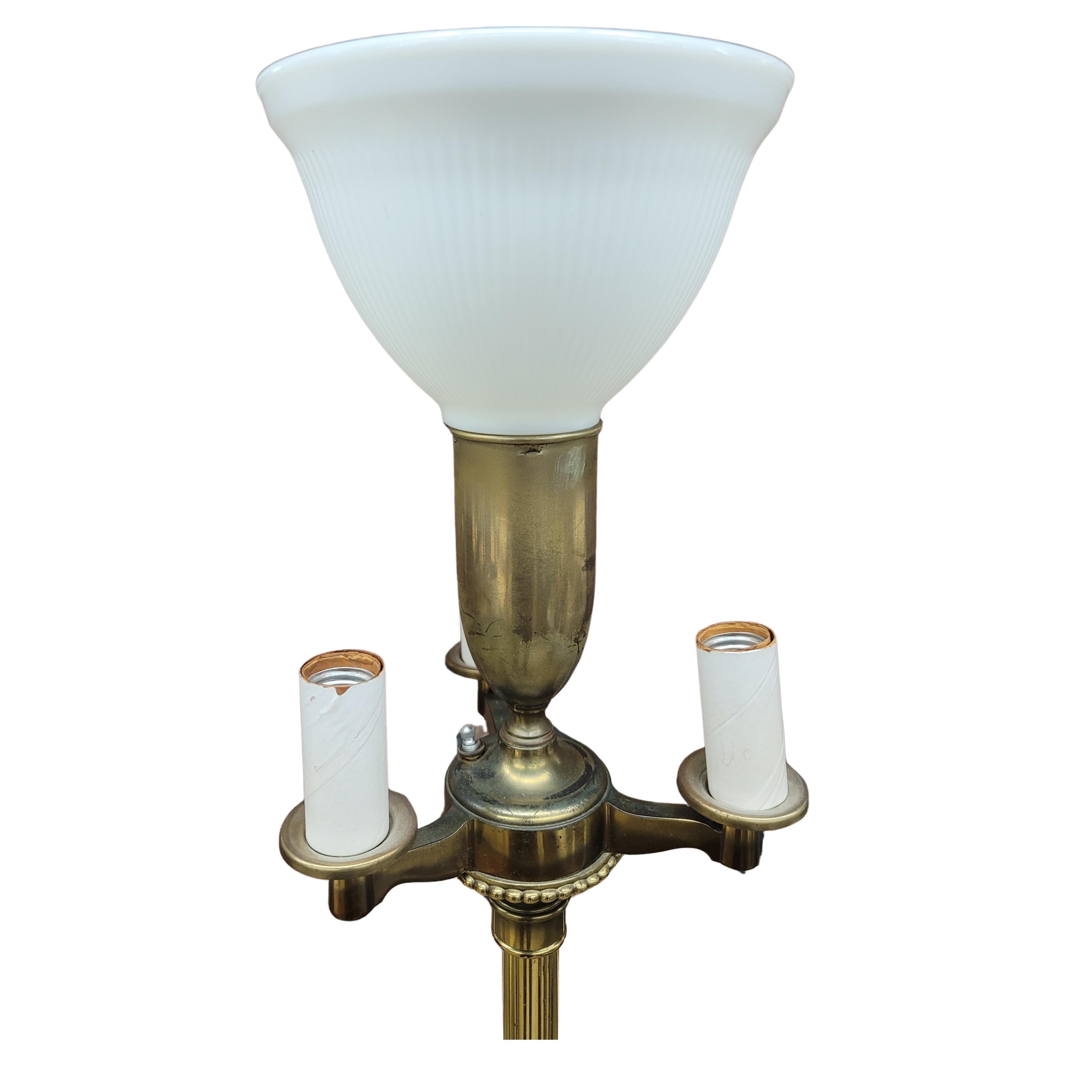 Stehlampe mit 4 Lichtern aus Messing und Metall, Vintage (Moderne der Mitte des Jahrhunderts) im Angebot