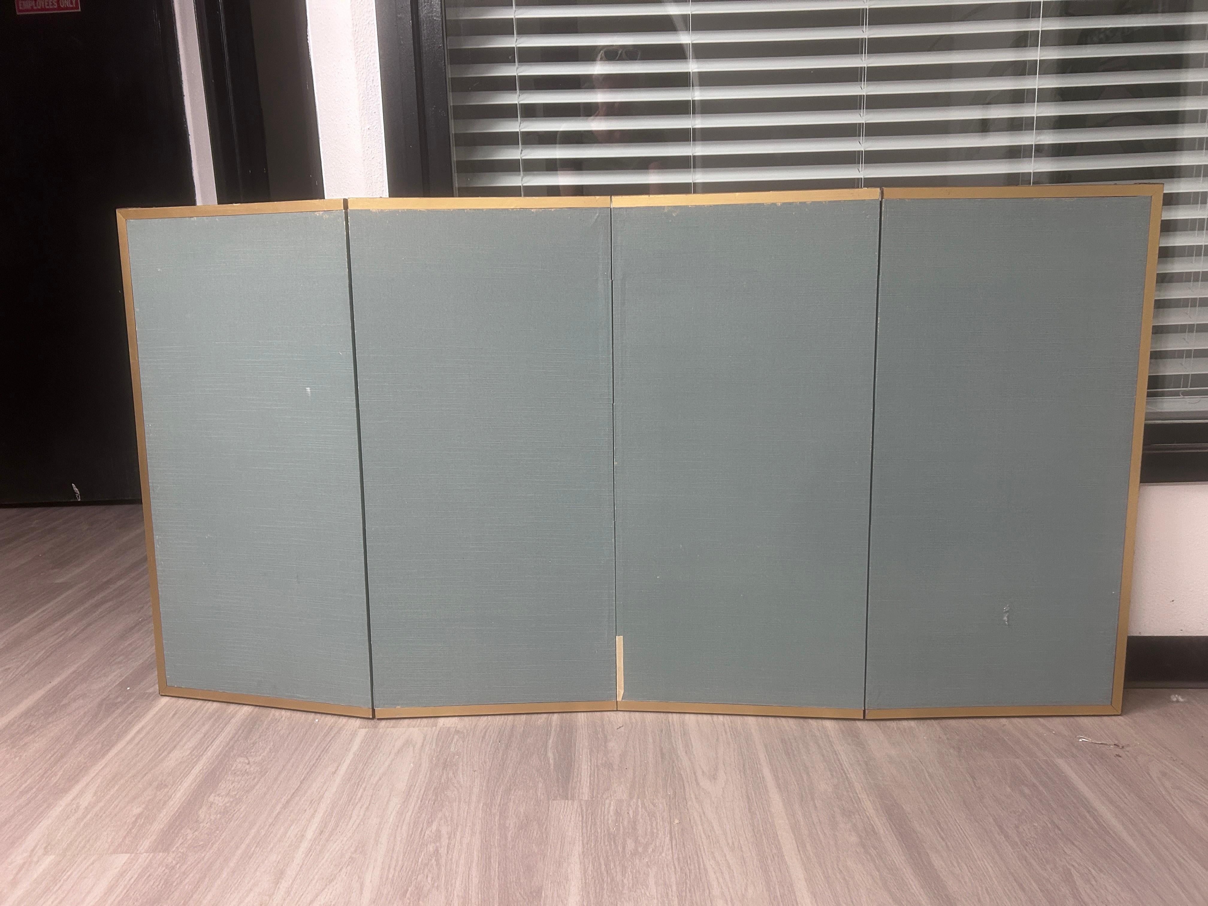 Vintage 4-Panel Silk Japanese Byobu Folding Screen with White Peonies For Sale 8