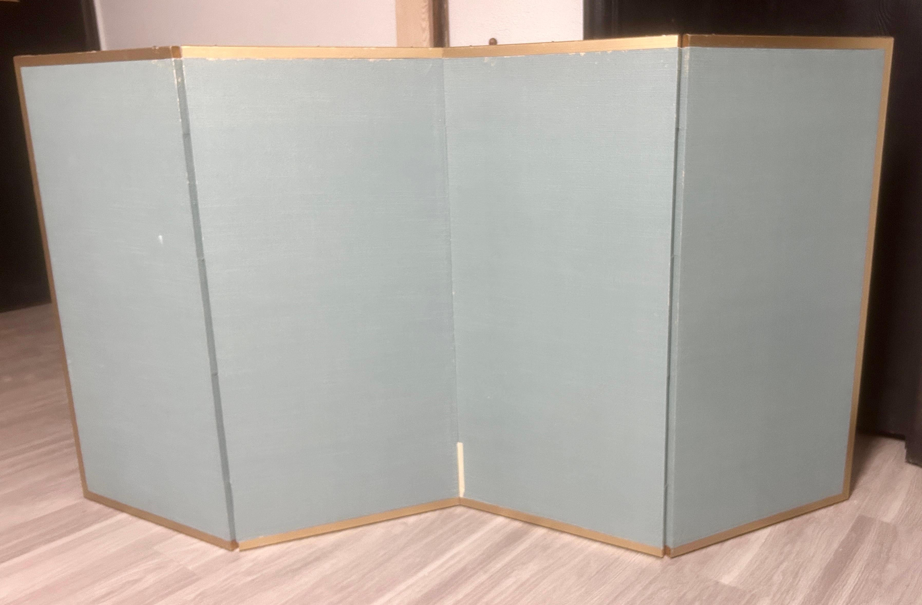 Chinese Export Vintage 4-Panel Silk Japanese Byobu Folding Screen with White Peonies For Sale