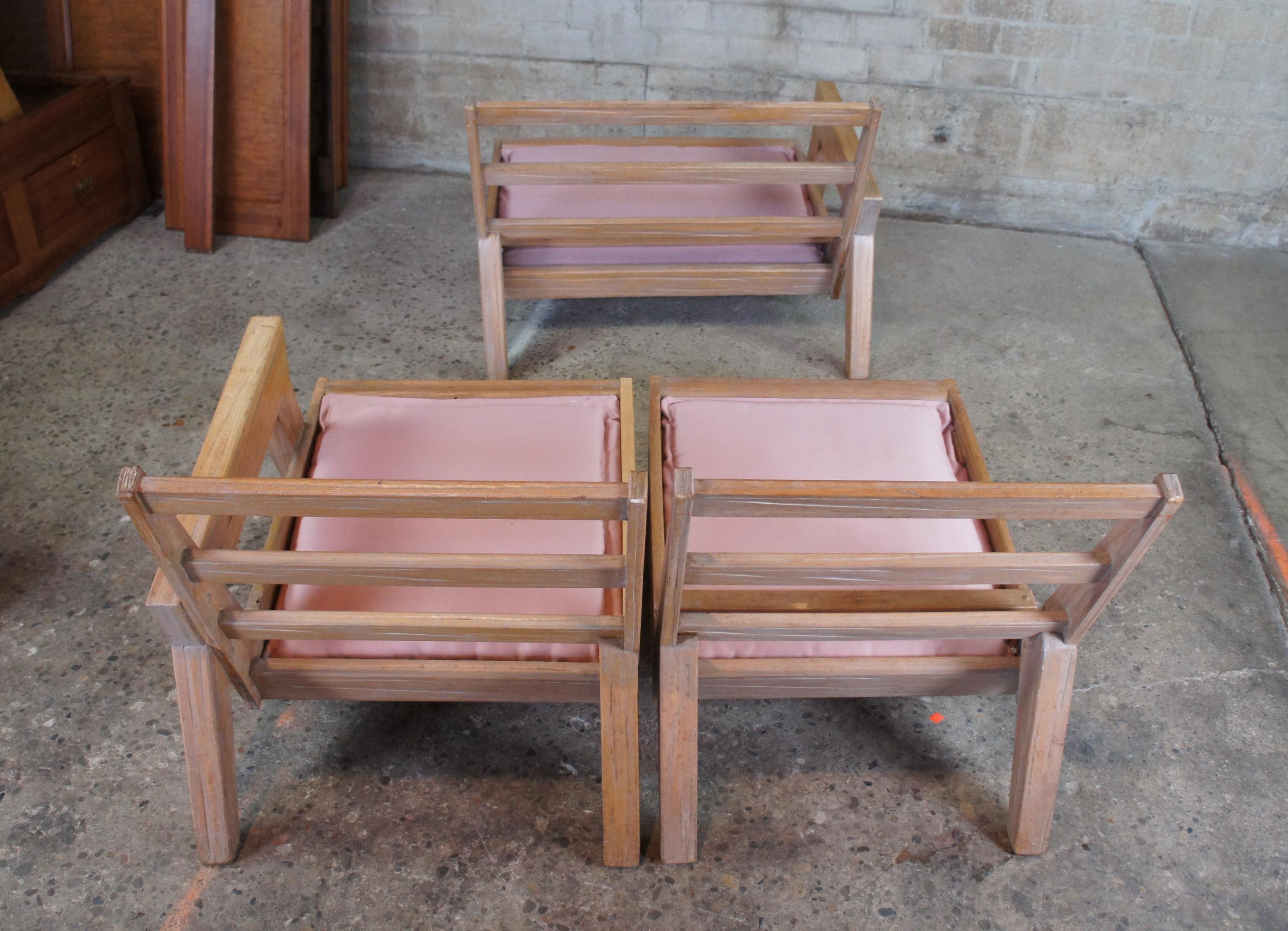 Fauteuil sectionnel rustique et fauteuil de salon vintage en chêne de ranch August Brandt, 4 pièces en vente 4