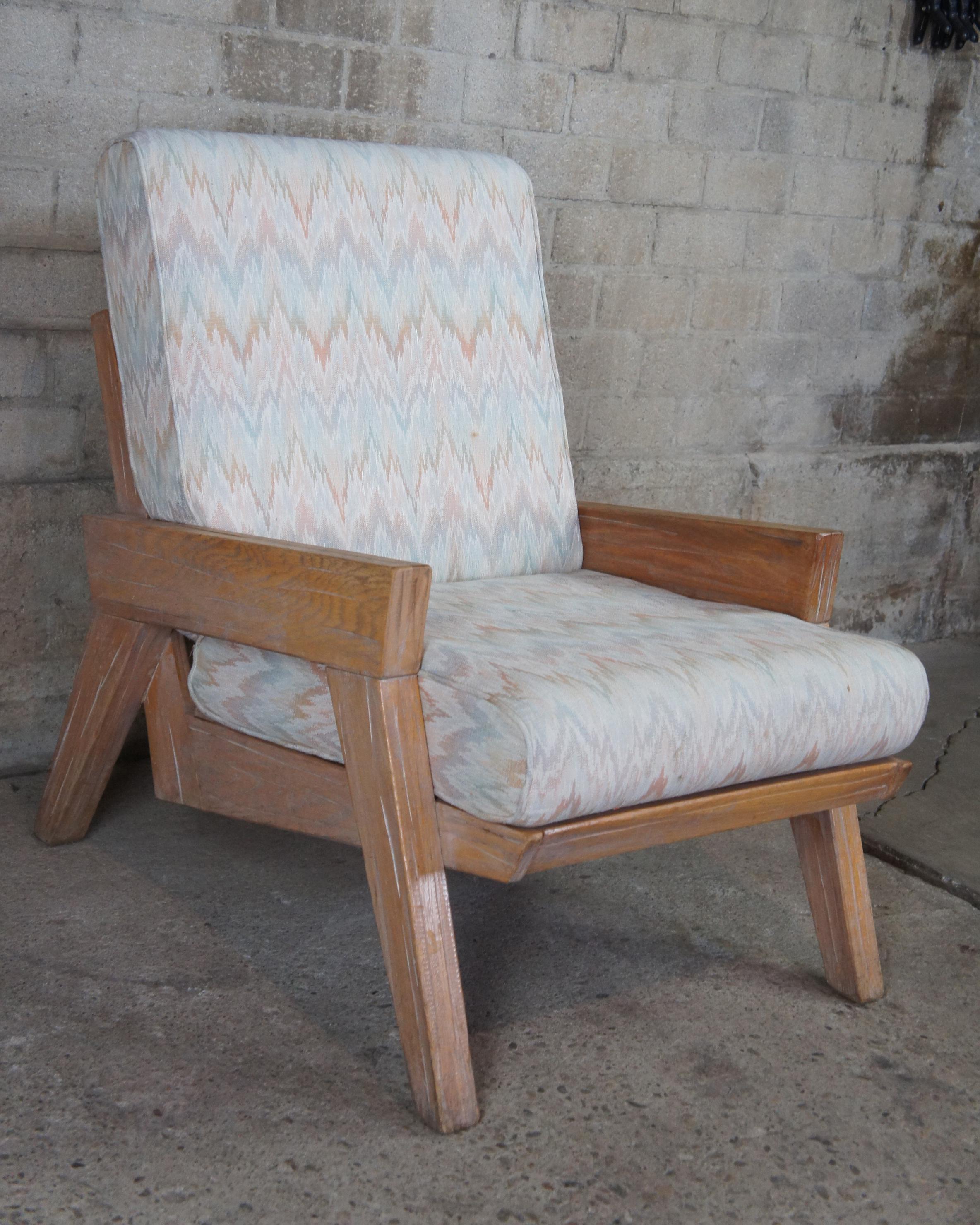 Vintage 4 Pc August Brandt Ranch Oak Rustic Sectional Sofa & Lounge Arm Chair For Sale 3