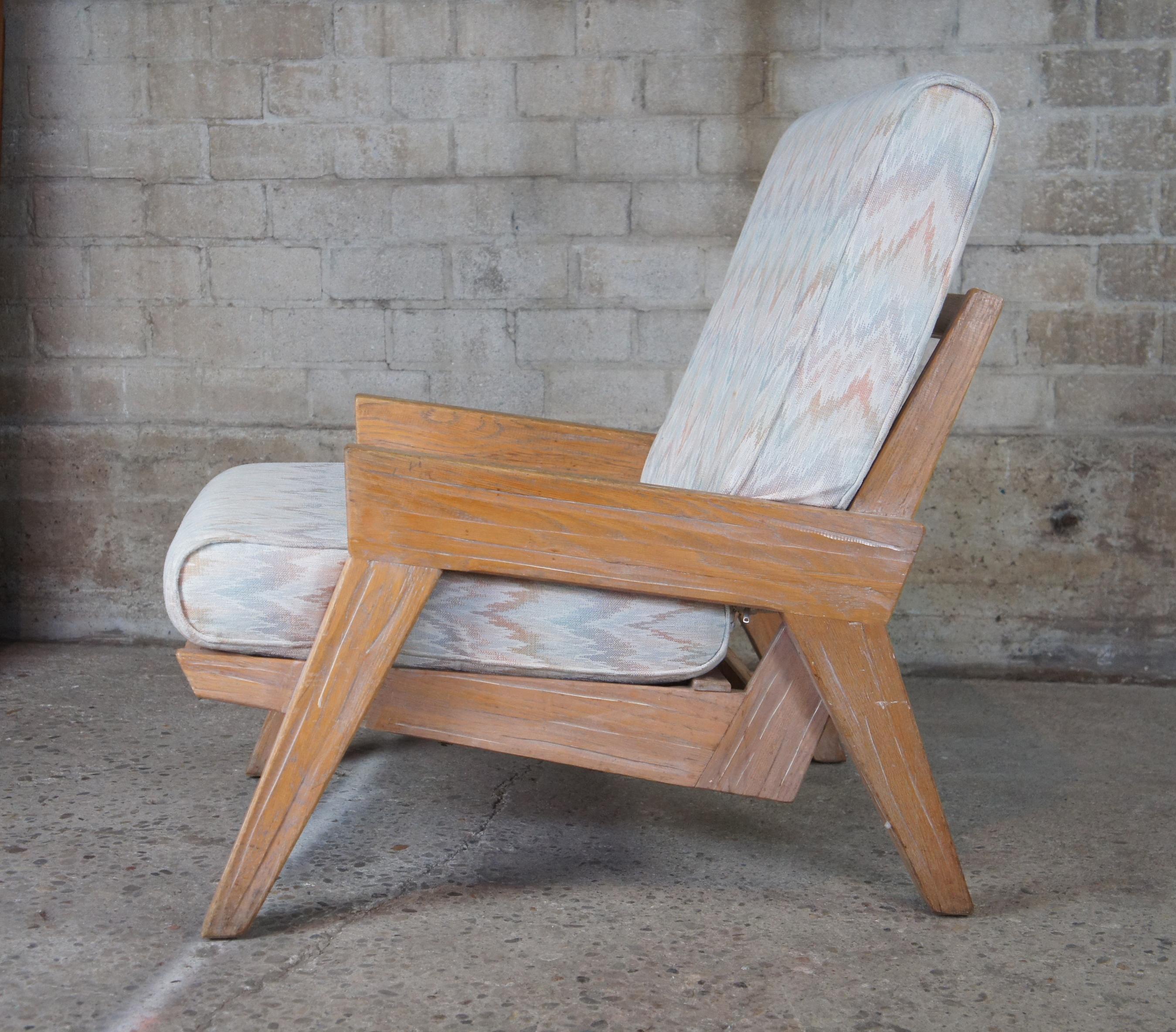 Vintage 4 Pc August Brandt Ranch Oak Rustic Sectional Sofa & Lounge Arm Chair For Sale 4